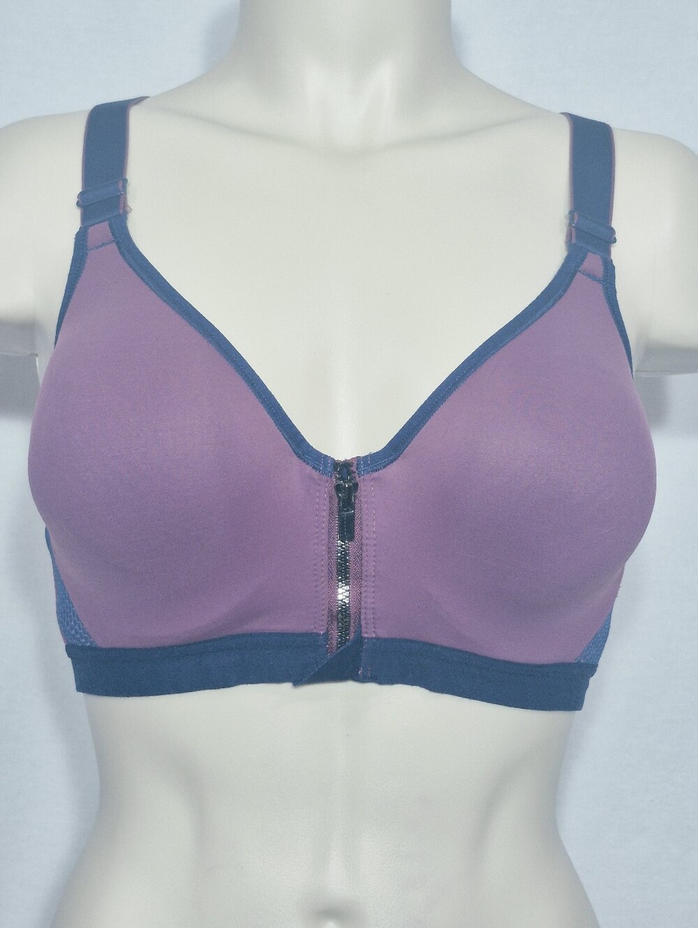 36B Maidenform DM7991 Secure Zip Front Underwire Racerback Sports Bra Purple